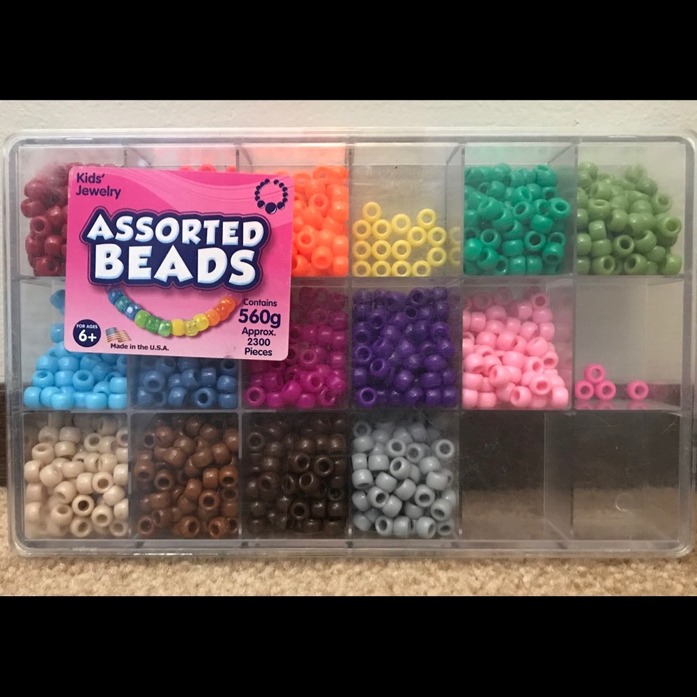 Assorted Rave Kandi Pony Beads Box Crayon Brights